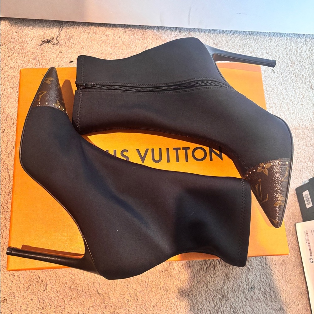 Louis Vuitton Black Boots with Gold Detailing
